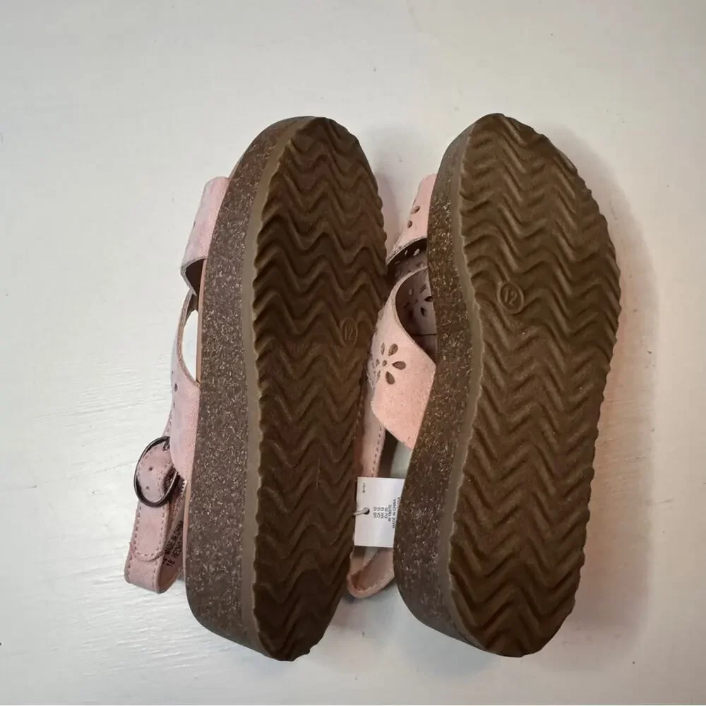 Old Navy Girls Ankle Strap Flower  Design Sweet Pink Platform Sandals Sz 12